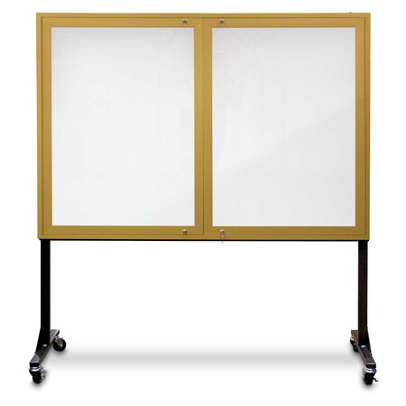 United Visual Products Sliding Door Indoor Enclosed Corkboard, 3 UV9019ACS-BLACK-COBACC